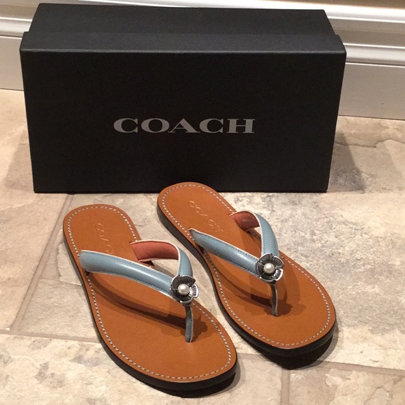 Coach Shoes - Coach Tea Rose Flip Flops Size 8 NIB